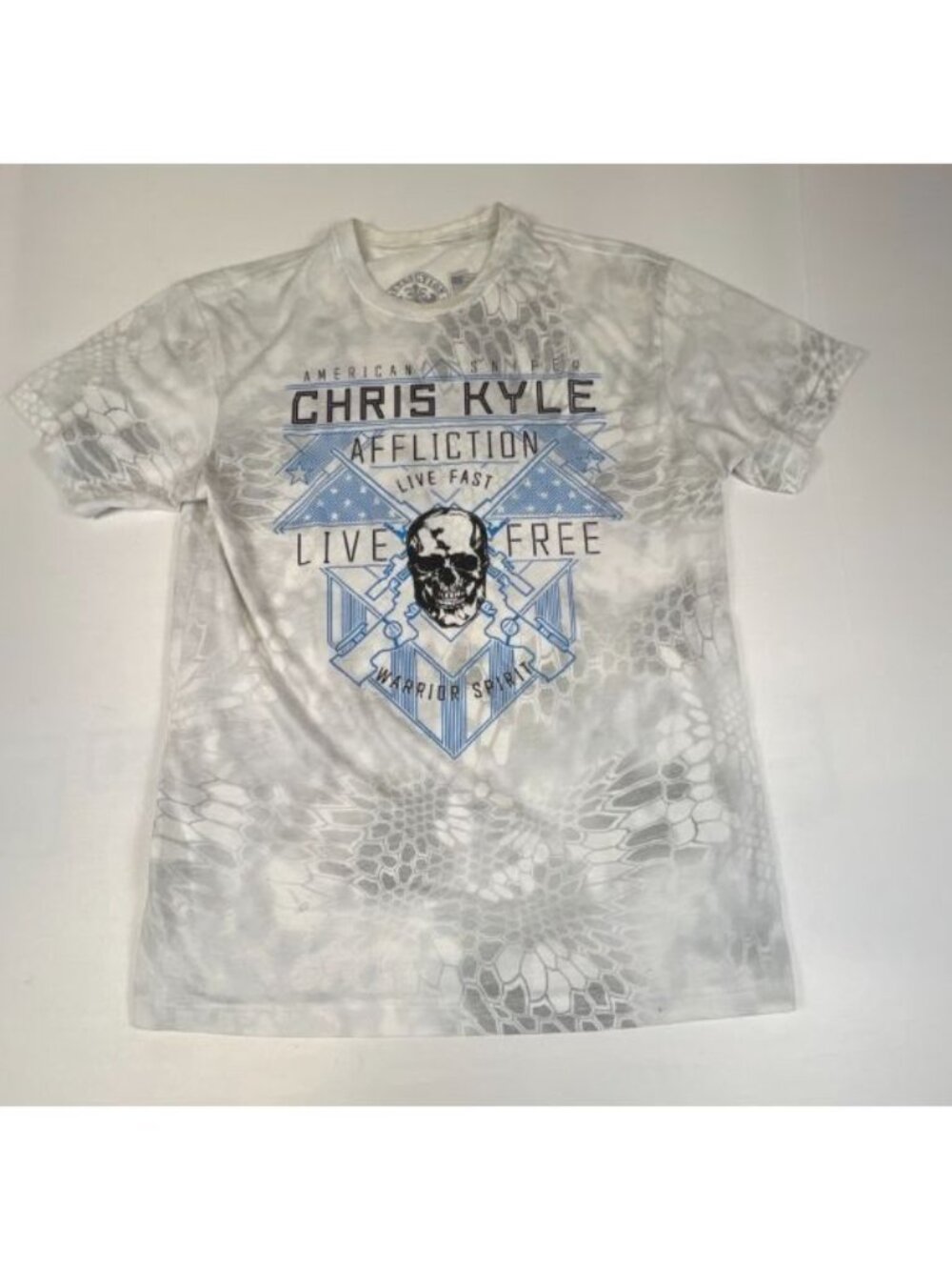 Affliction Chris Kyle T Shirt Mens Large Grey Camo Live Fast Warrior Spirit